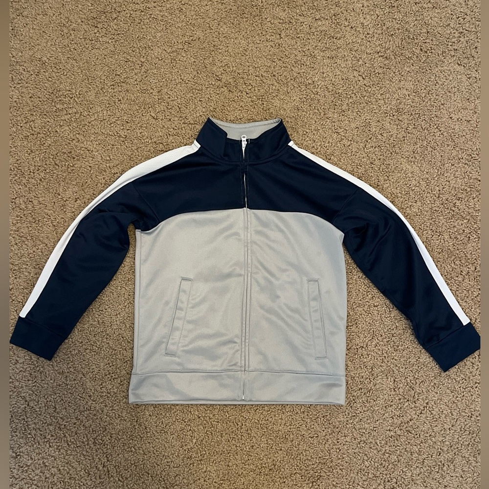 Athletic Works Boys Navy Blue/Gray Full Zip Track Jacket Size Small 6/7